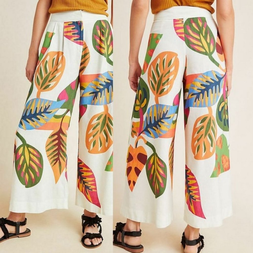 Anthropologie Farm Rio Cropped Wide Leg Pants Size: S